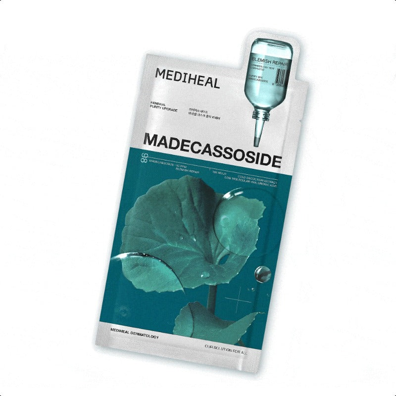 Mediheal Madecassoside Essential Sheet Mask Blemish Repair 11 Pcs.Enhancing Moisture Barrier & Skin Texture Care.