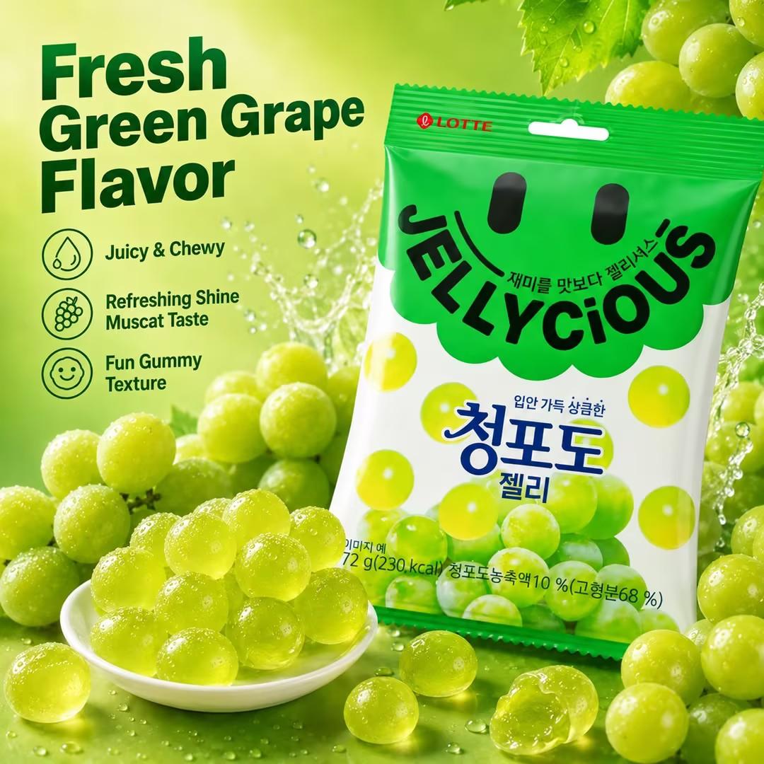 Lotte Green Grape Gummy Candy 72g