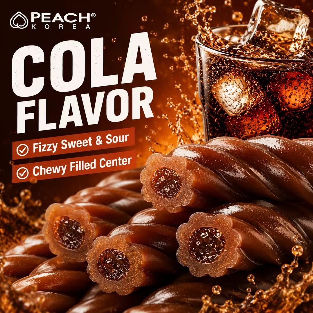 YEM Cola Flavored Long Strip Filled Gummy Candy 70g | Bubbly cola taste, soft bouncy texture, tasty creamy filling