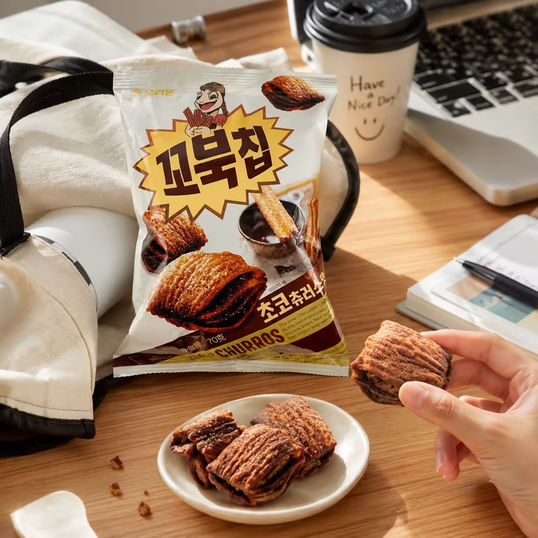 Orion Tortoise‑Shaped Chocolate Chips 70g chocolate‑flavor crispy puffed snacks