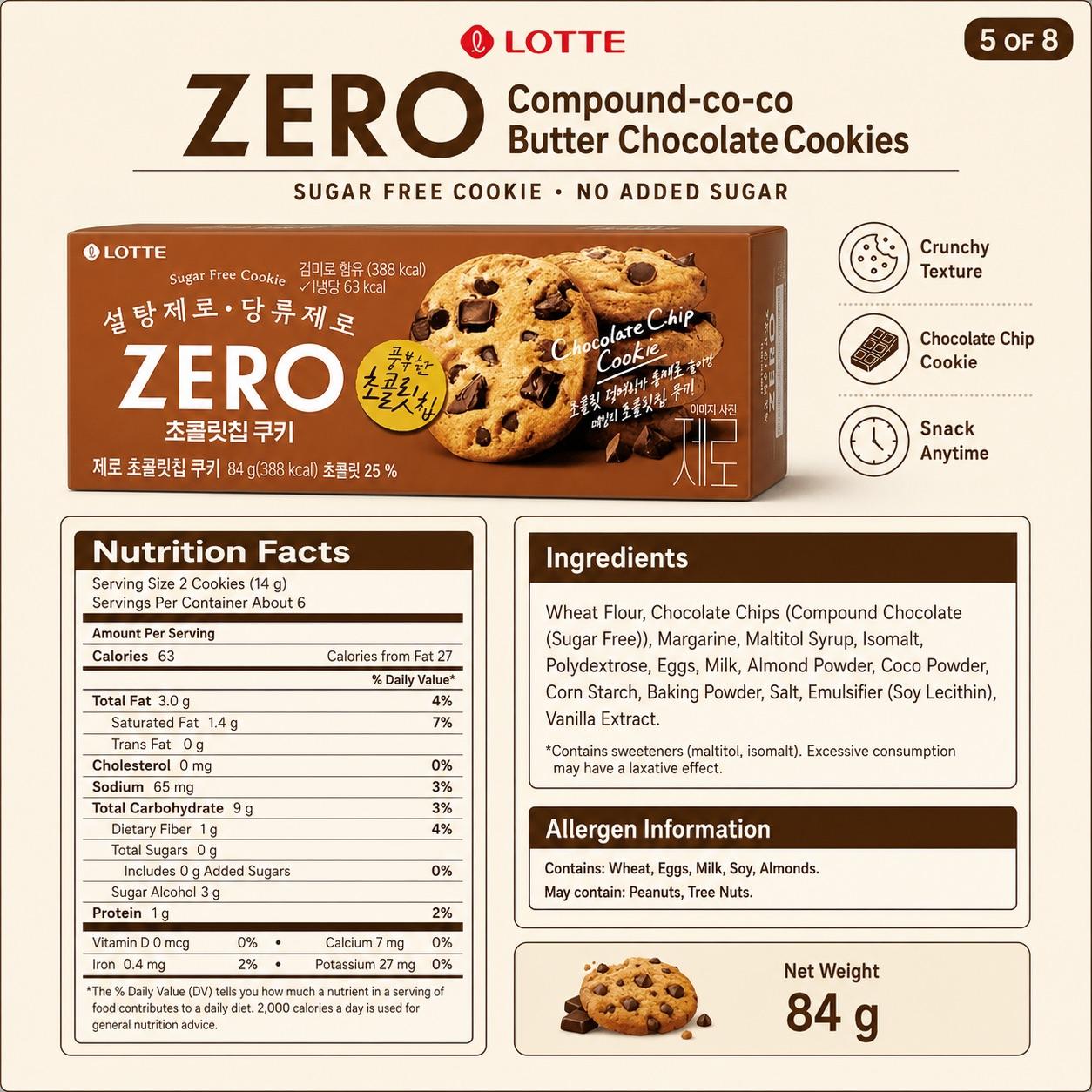 Lotte ZERO Compound‑co‑co Butter Chocolate Cookies 84g