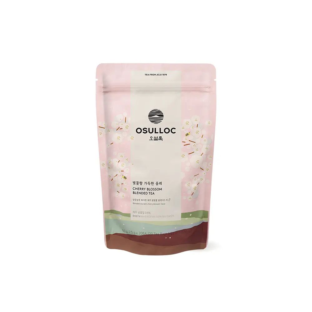 OSULLOC Cherry Blossom Blended Tea, 2.5g×20 Tea Bags 50g, Jeju Floral Flavored Tea