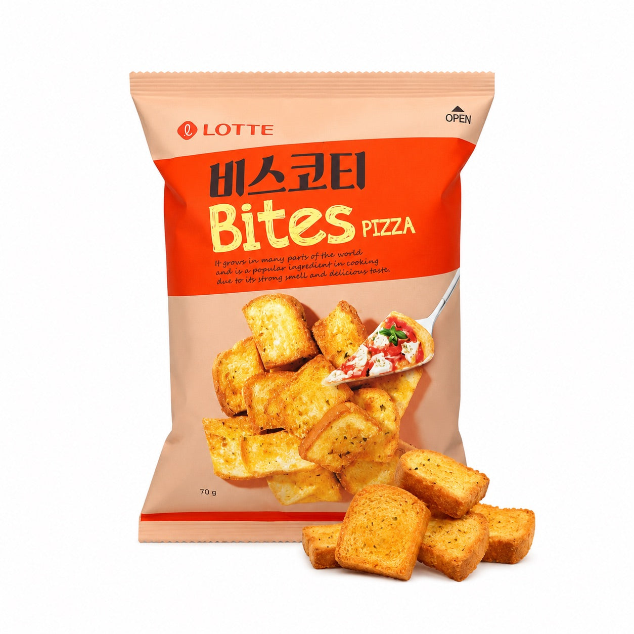 Lotte Pizza‑Flavored Baked Bread Chips 70g pizza‑flavor crispy baked snacks