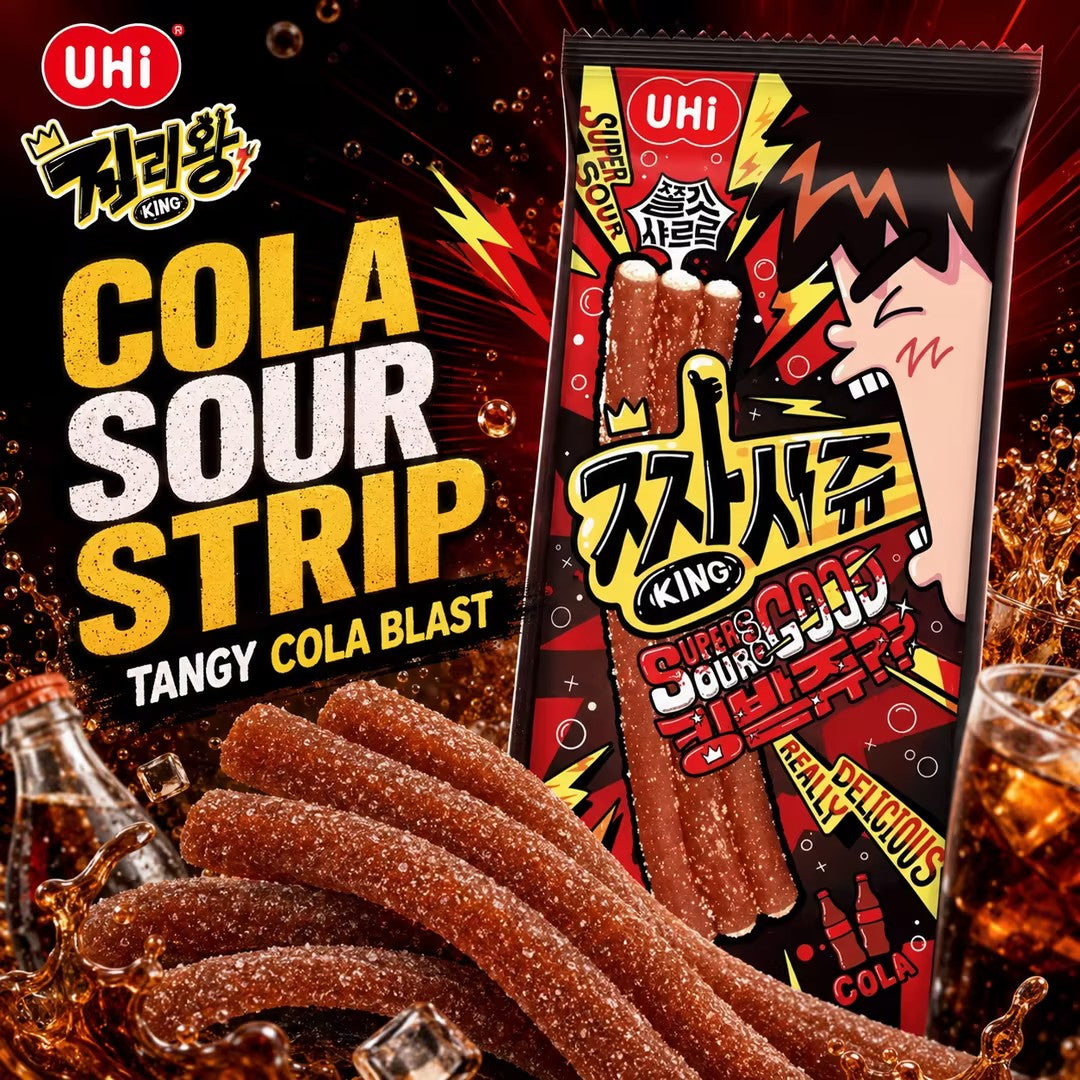 YEM Cola‑Flavor Sour Strip Gummy Candy 40g cola‑flavor sour chewy snacks