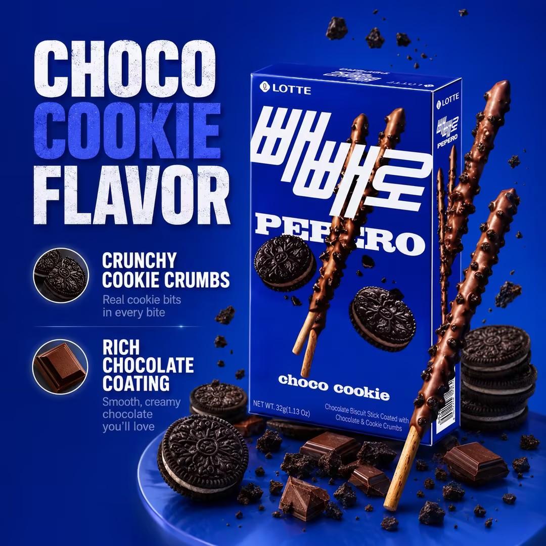 Lotte Pepero Cookie Crumb Chocolate Biscuit Sticks 32g