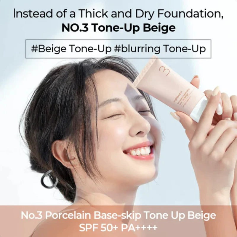 Numbuzin No.3 Porcelain Base-skip Tone Up Beige SPF50+PA++++ 50ml