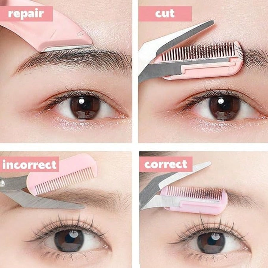 INHAK Eyebrow Trimmer & Scissors Set With Comb – Precise, Easy Grooming For Perfect Eyebrows
