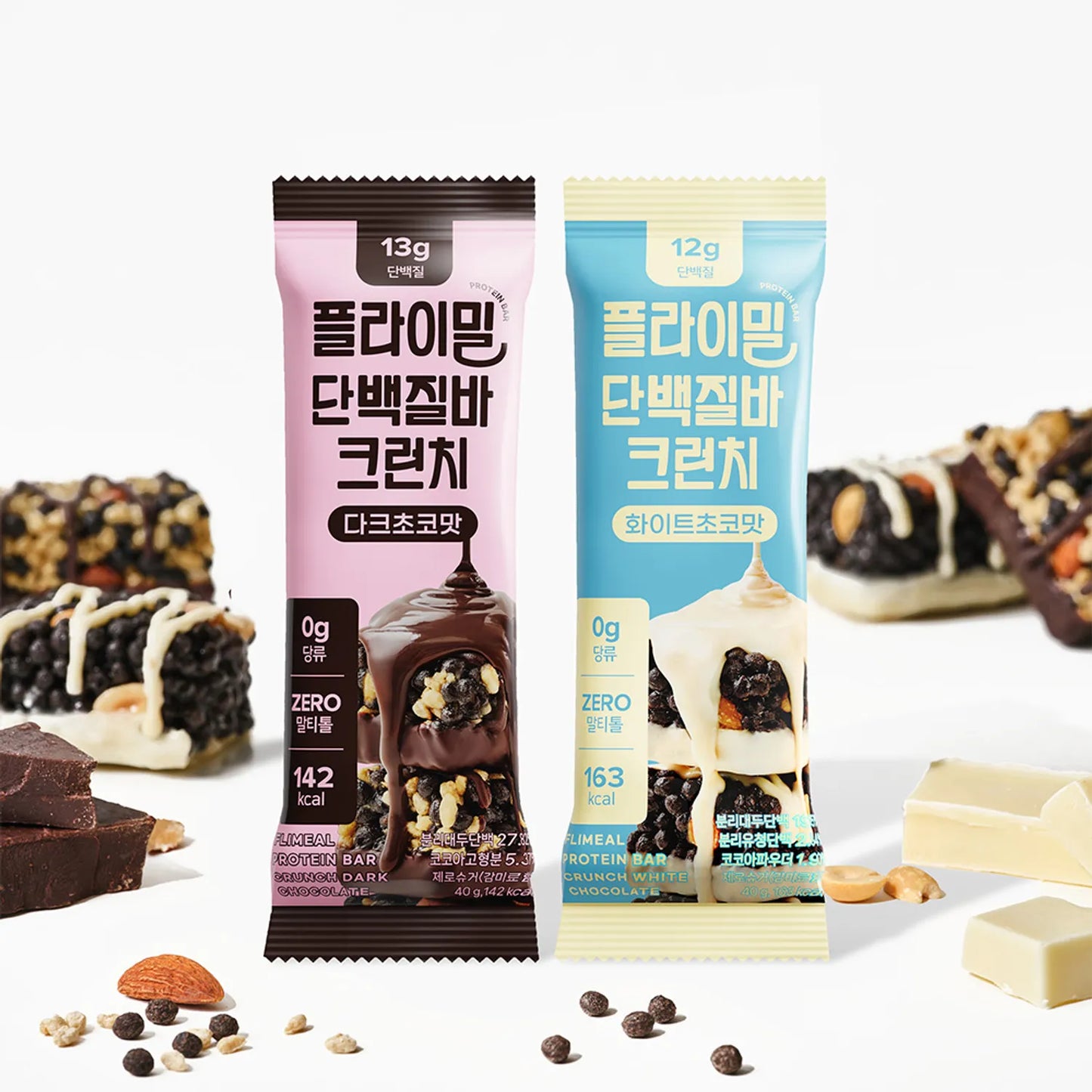 Flimeal Zero Sugar Black and White Chocolate Protein Crisp Bar Satiety Meal Replacement Low Calorie High Protein 40g/bar
