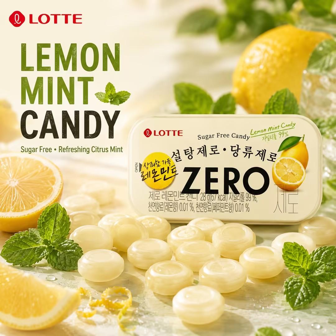 LOTTE Zero Mint Candy #Lemon 28g