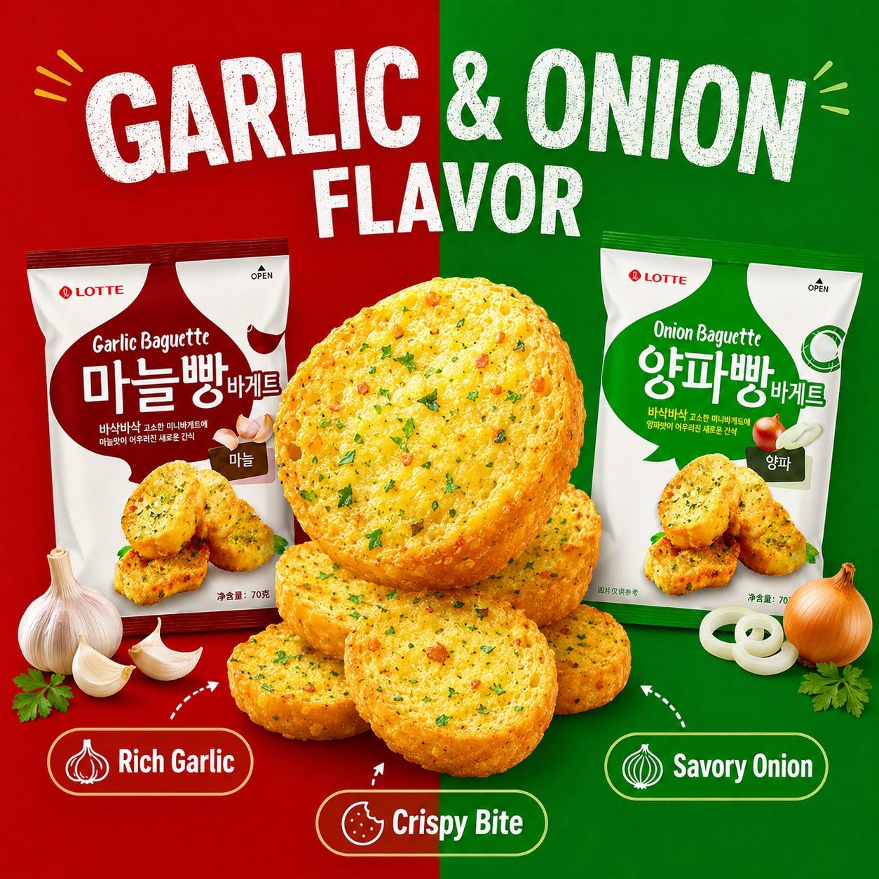 Lotte French Rusk 70g, 2 flavors | Presenting Crispy Texture, Rich Buttery Flavor, Convenient Snack