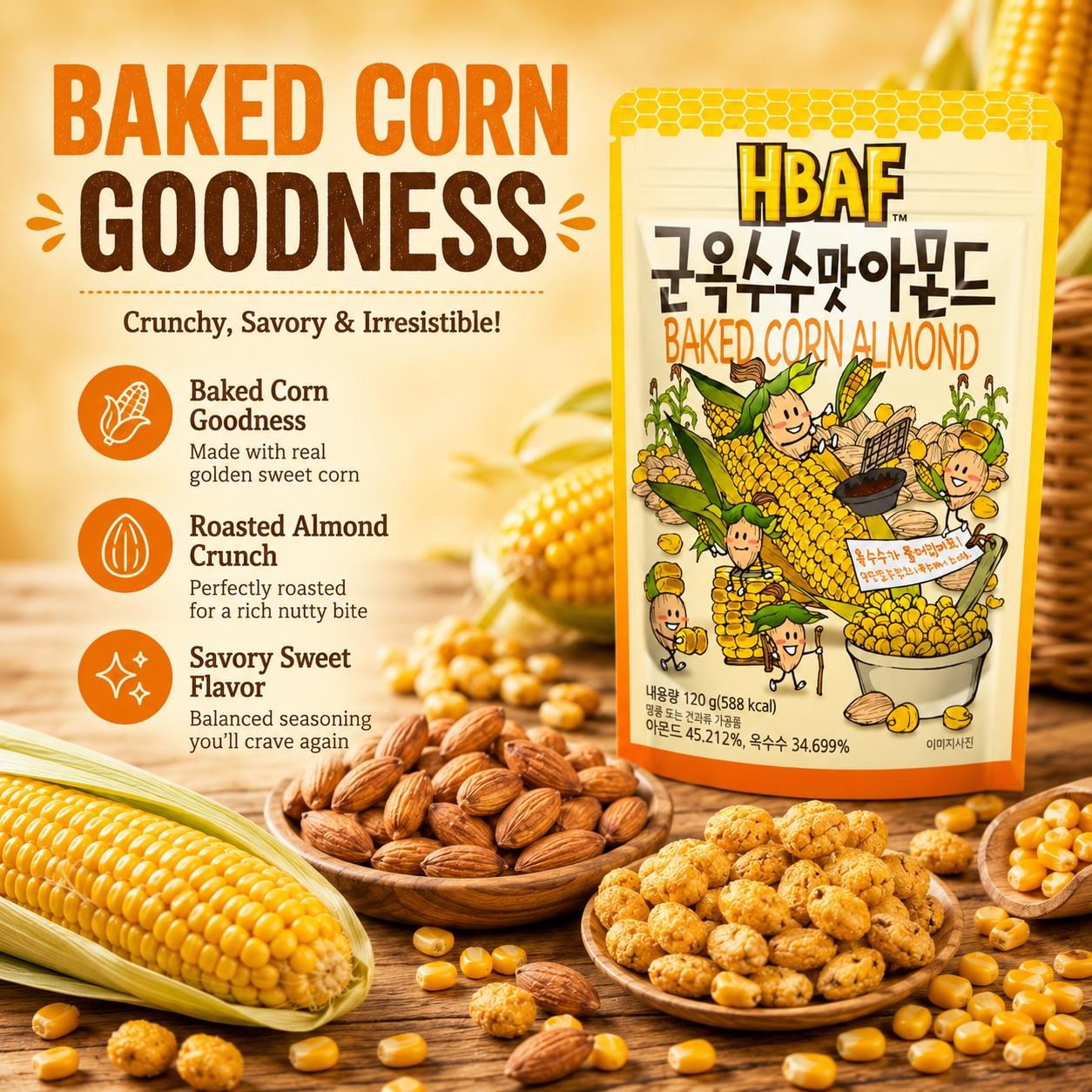 HBAF Baked Corn Almond 120g