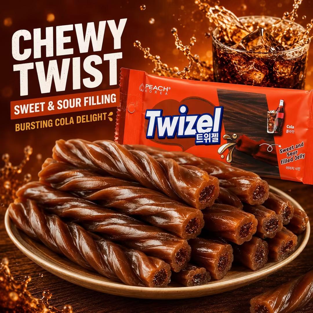YEM Cola Flavored Long Strip Filled Gummy Candy 70g | Bubbly cola taste, soft bouncy texture, tasty creamy filling
