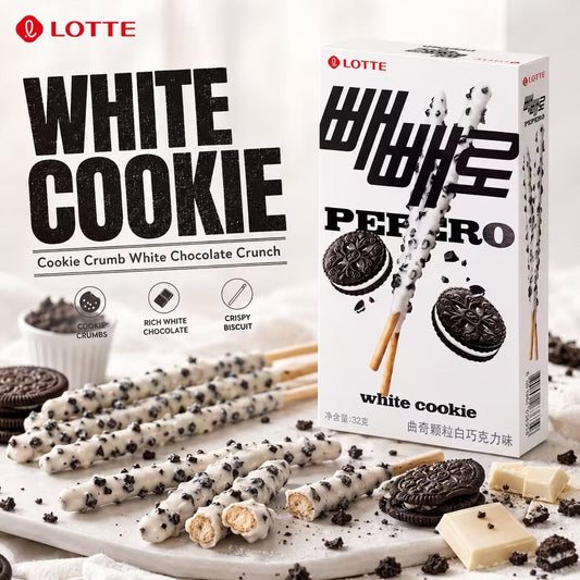 Lotte Pepero Cookie Crumb White Chocolate Biscuit Sticks 32g