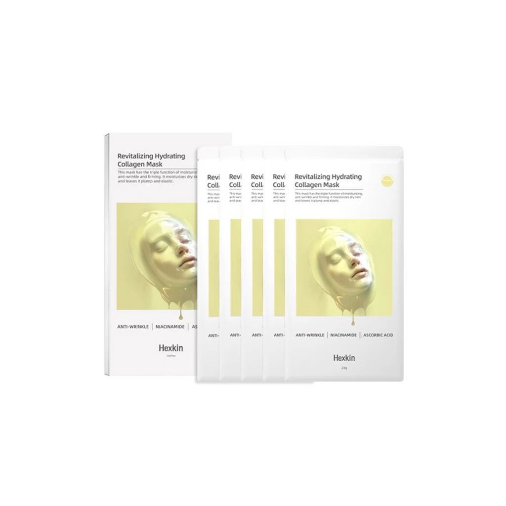 Hexkin Revitalizing Hydrating Collagen Mask, 5 sheets - Anti-Wrinkle | Niacinamide | Ascorbic Acid