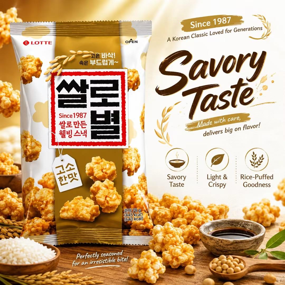 Lotte Savory Rice‑Puffed Snack 78g