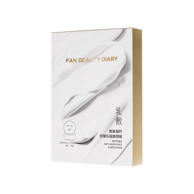 FAN BEAUTY DIARY Peptide Anti-Aging Cream Face & Neck Mask, Firming Anti-Wrinkle, Smoothing Fine Lines, 50g*4 Sheets
