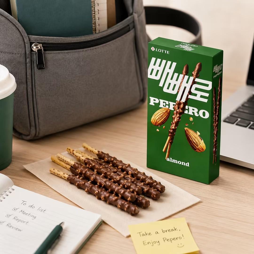 Lotte Pepero Almond Chocolate Biscuit Sticks 32g