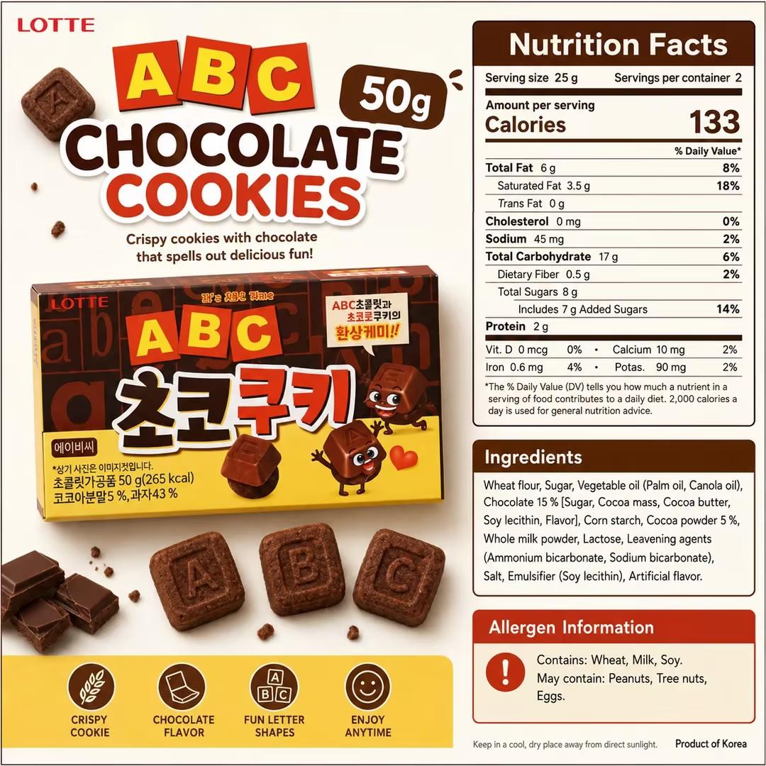 Lotte ABC Chocolate Cookies 50g