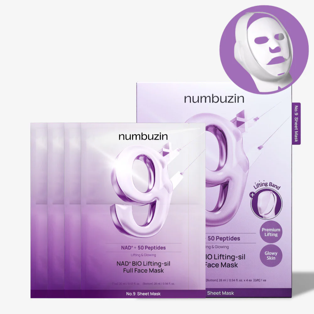 No.9 NAD+ BIO Lifting-sil Full Face Mask (4 Sheets + Lifting Band)