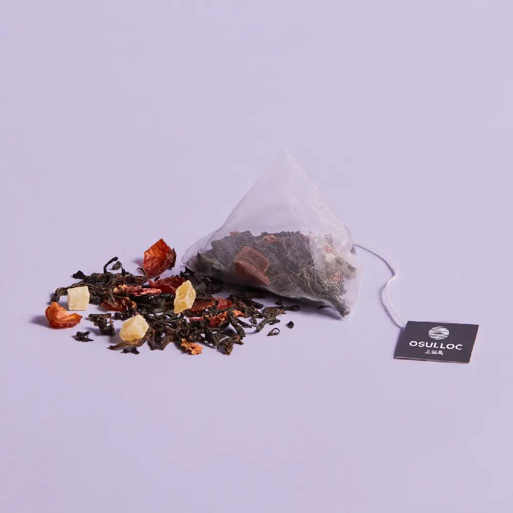 OSULLOC Peach Papaya Black Tea, 2.5g×20 Tea Bags 50g