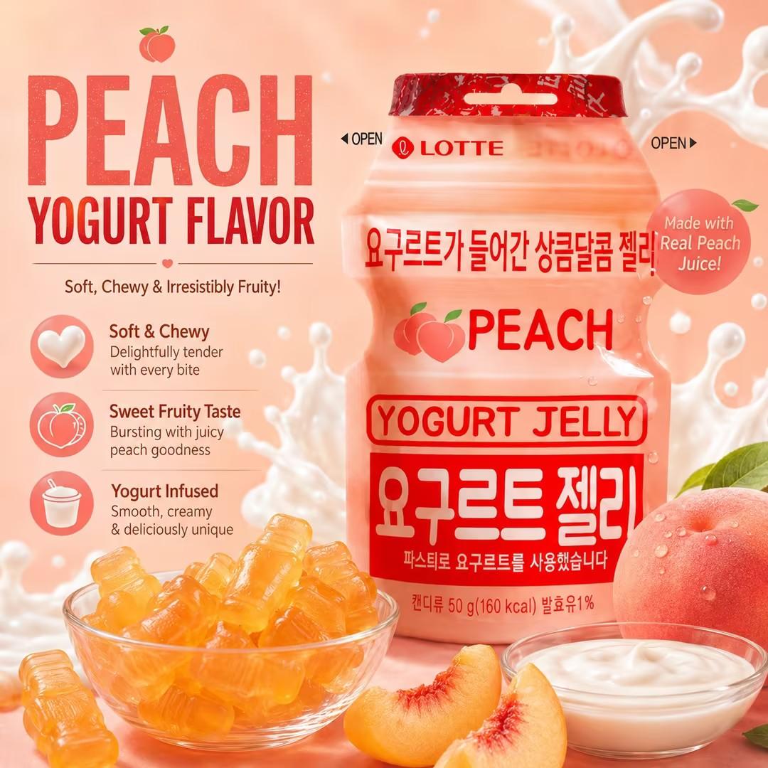 Lotte Yogurt Peach Flavor Gummy Candy 50g