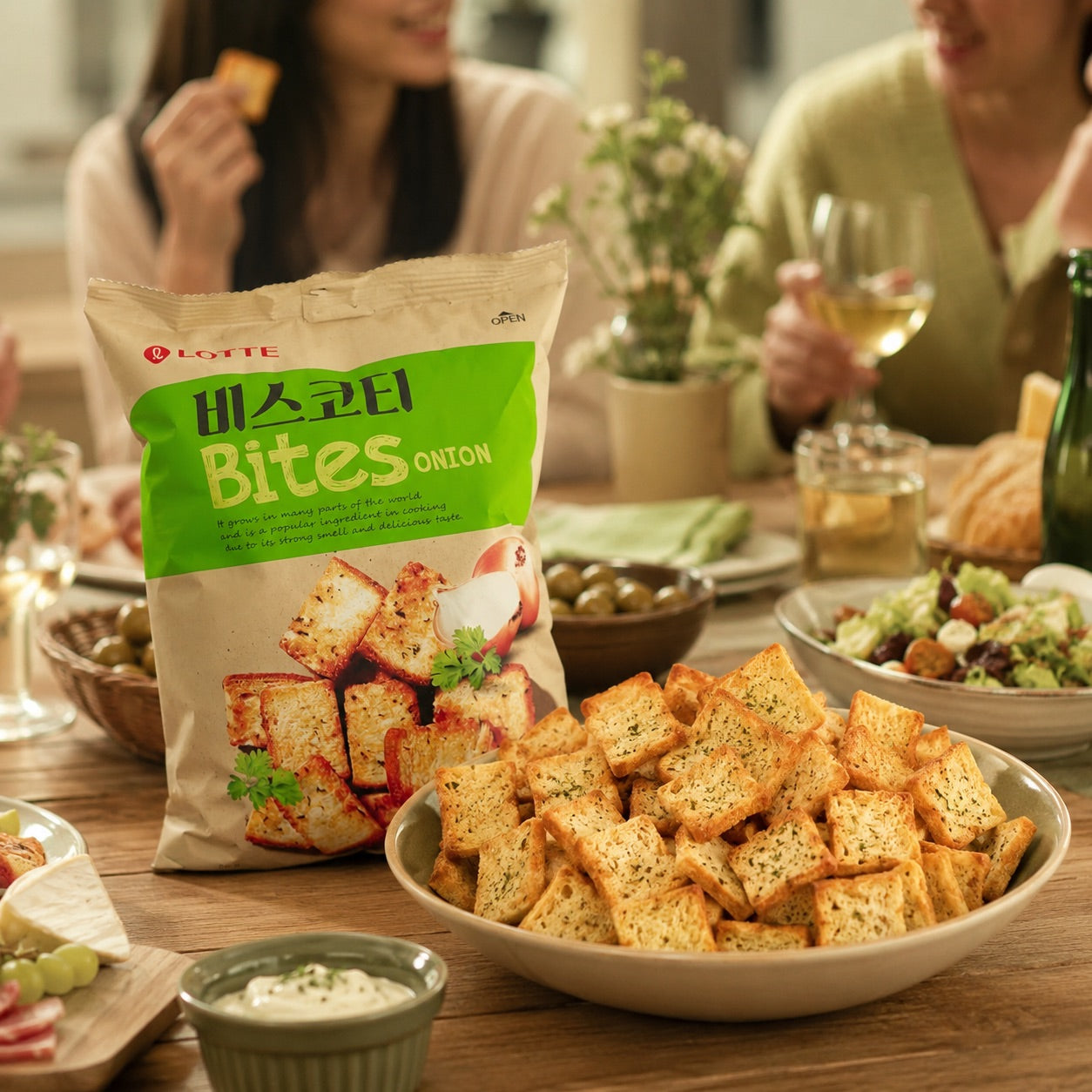 Lotte Scallion‑Flavored Baked Bread Chips 70g scallion‑flavor crispy baked snacks