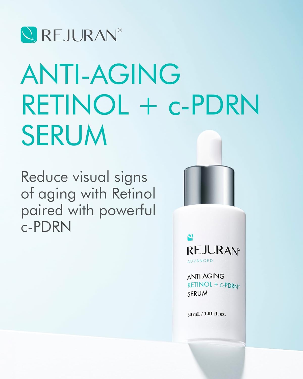 REJURAN Advanced Anti-Aging Retinol + c-PDRN serum 30ml - Boosting Facial Serum for Firmness, Radiance and Anti-Wrinkle Care with Retinol Clinically Developed