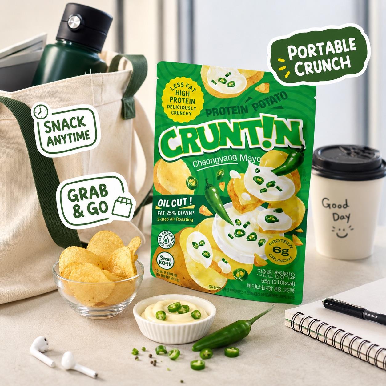 CRUNTIN 5mm Whole Potato Chips Cheongyang Mayo 55g