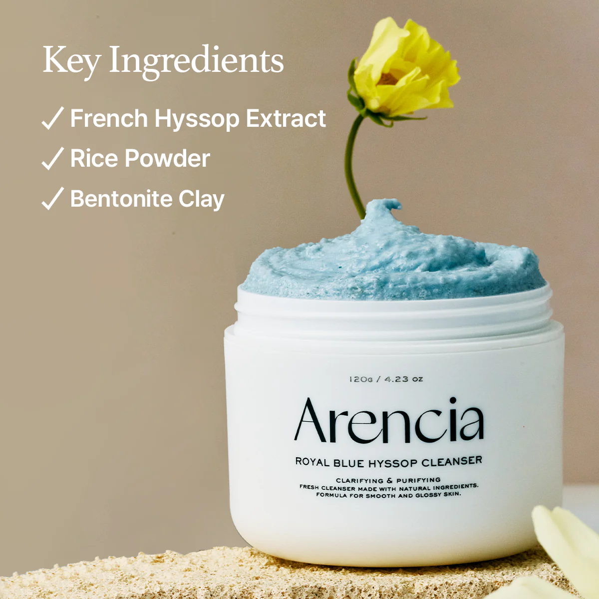 Arencia Blue Hyssop Rice Mochi Cleanser 120g