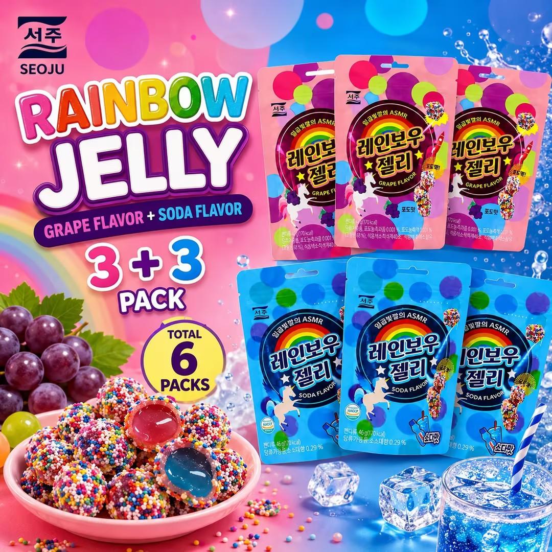 SEOJU Rainbow Soft Candies 46g, 2 flavors | Rich Fruit Flavor, Chewy Colorful Texture, Convenient Snack