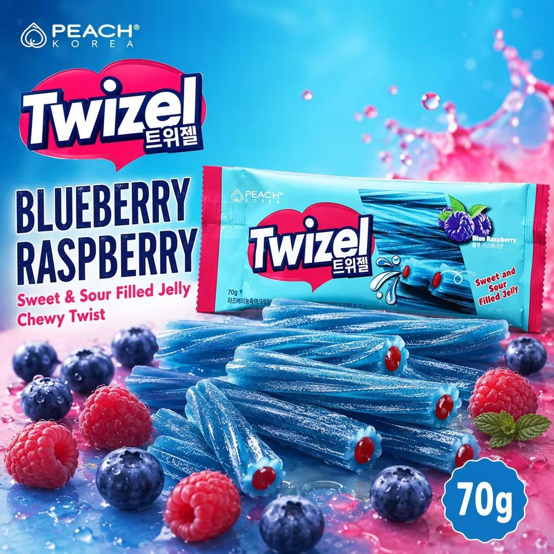 YEM Blueberry Raspberry Long Strip Filled Gummy Candy 70g | Sweet berry taste, bouncy gummy texture, rich fruit filling