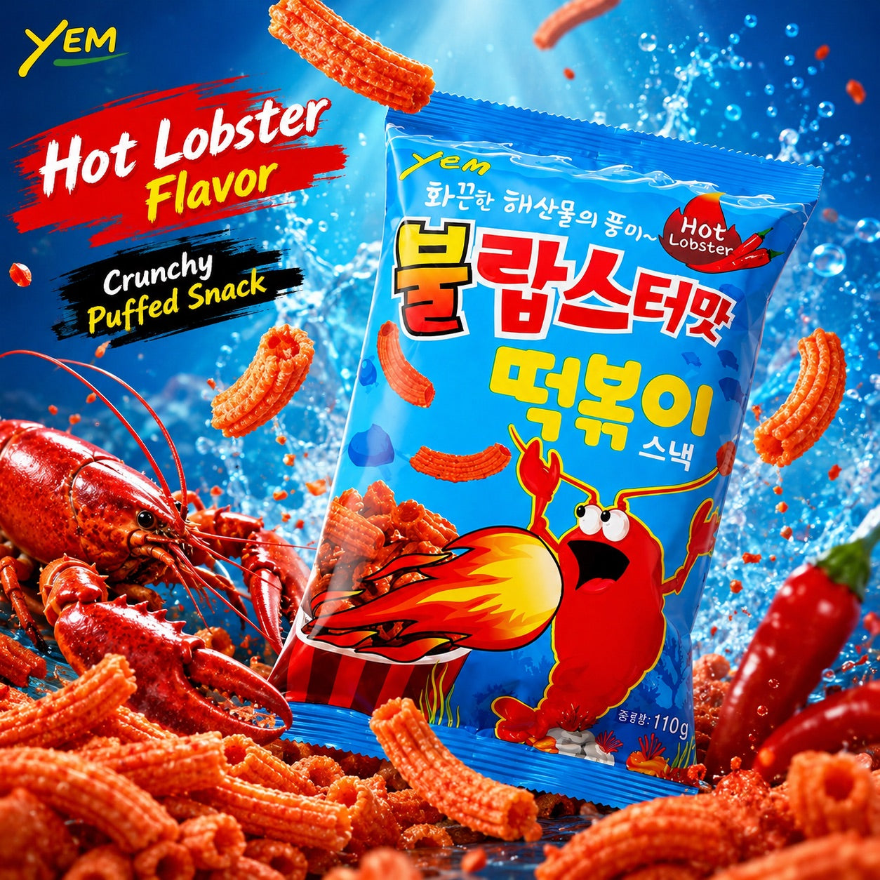 YEM lobster-flavored rice cake strips + turkey-flavored rice cake strips + spicy turkey-flavored rice cake strips 100g/bag