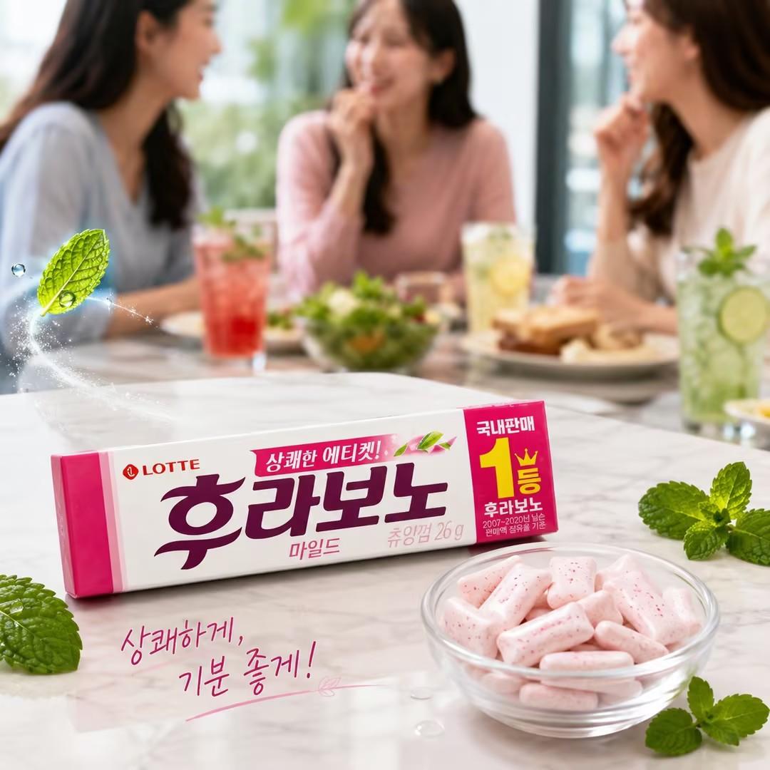 Lotte Red Mint‑flavored Chewing Gum 26g Refreshing mint taste, brings comfortable oral‑fresh feeling