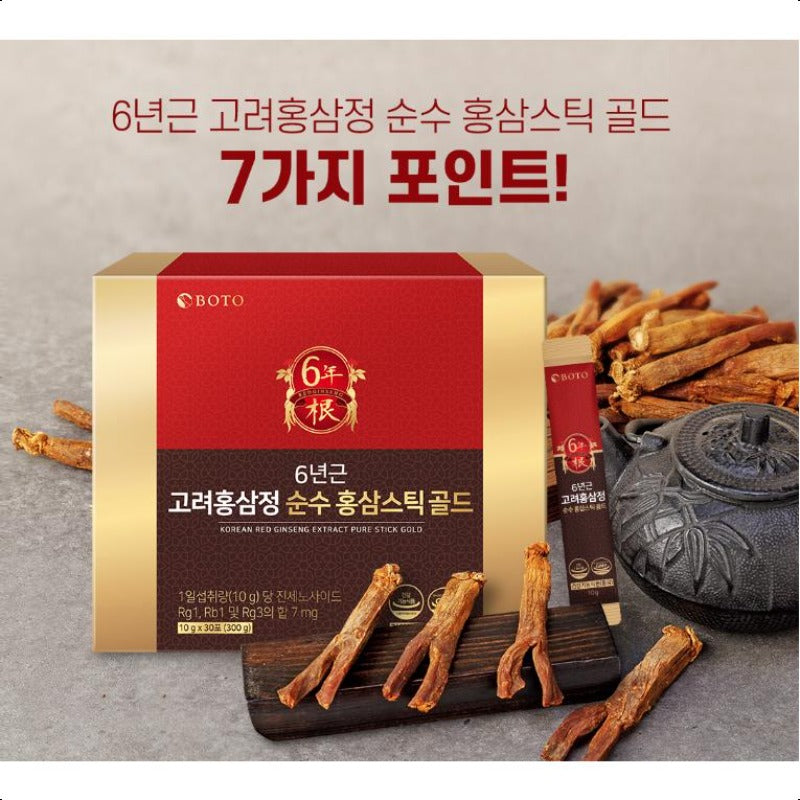 BOTO Korean 6-year-old Red Ginseng Extract Pure Stick Gold 10g X 30 Sticks / 10g*100 Sticks