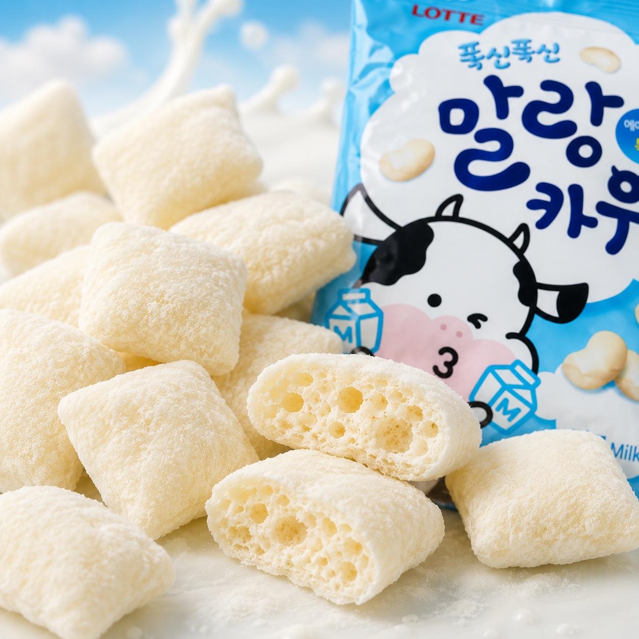 Lotte Milk Cow Milk Flavor Aerated Chewy Candy 63g