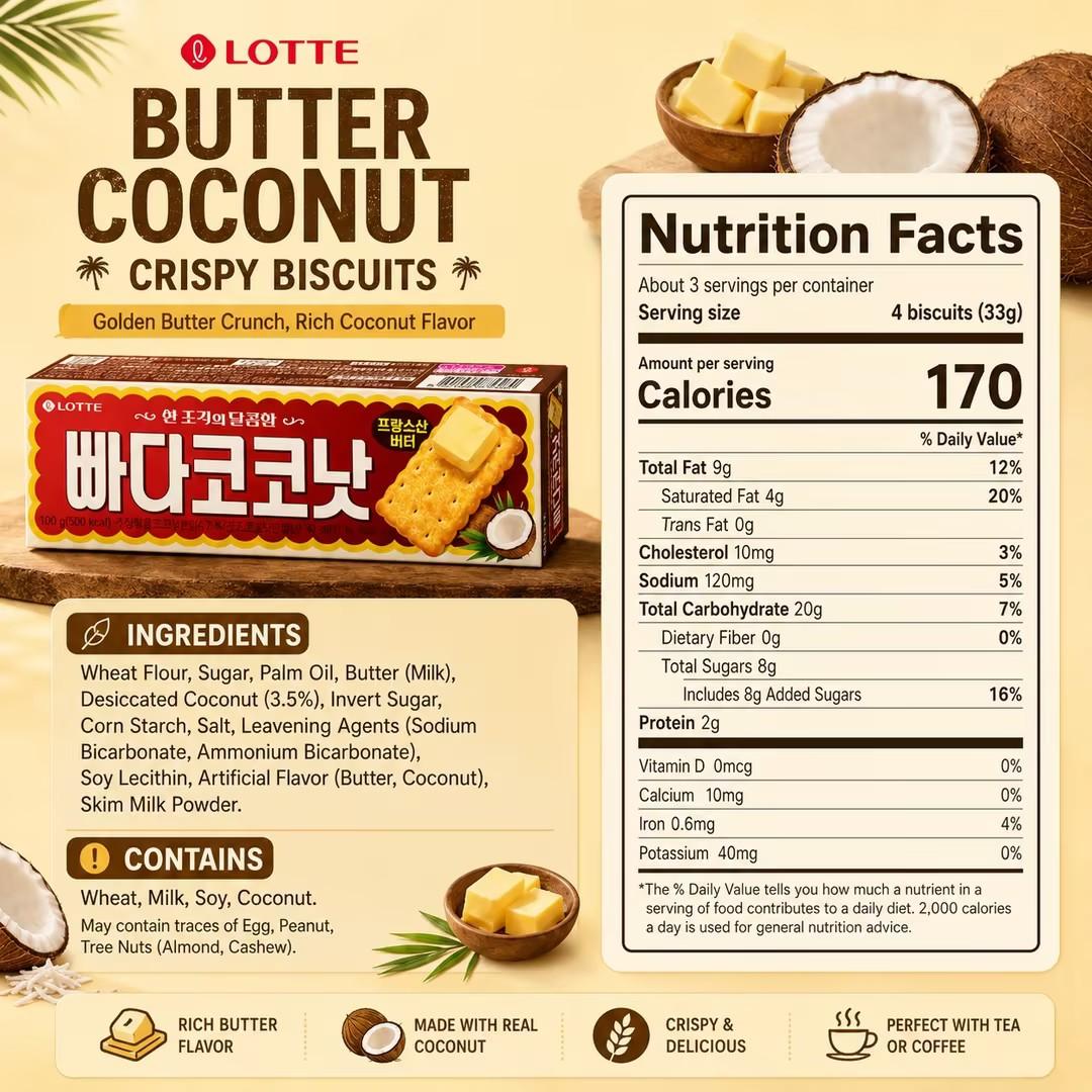 Lotte Butter Coconut Crispy Biscuits 100g