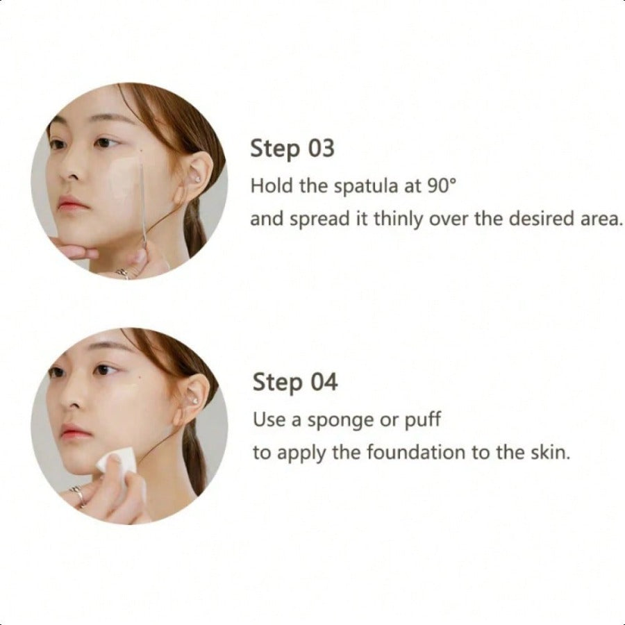 INHAK Stainless Steel Makeup Spatula - Professional Cosmetic Mixing Tool For Foundation, Cream & Skincare, Portable & Easy To Clean