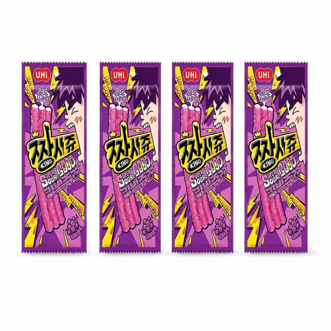 YEM Grape Sour Strip Gummy Candy*6pcs | Tangy sweet grape taste, soft chewy texture, sour outer coating