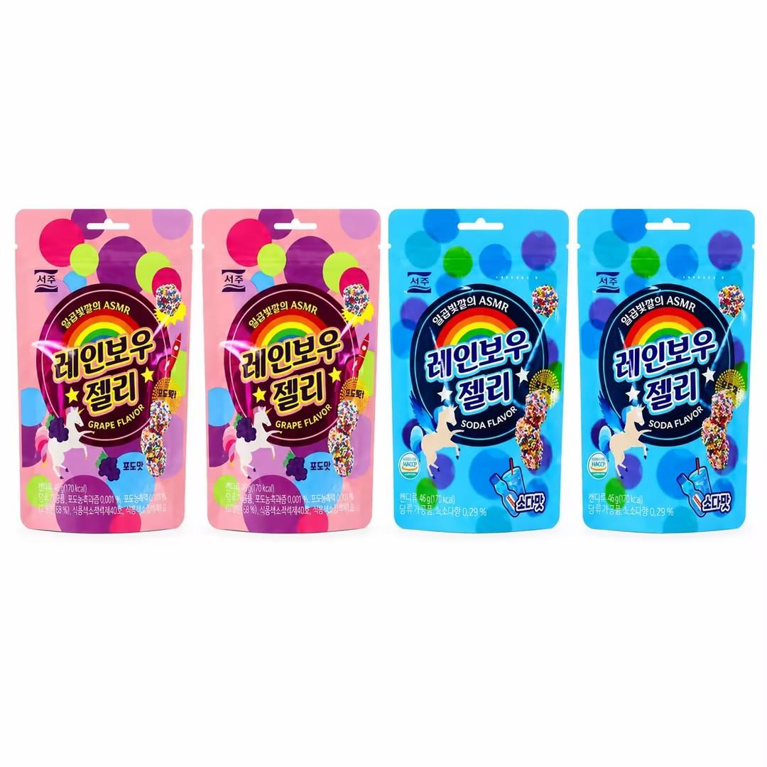SEOJU Rainbow Soft Candies 46g, 2 flavors | Rich Fruit Flavor, Chewy Colorful Texture, Convenient Snack