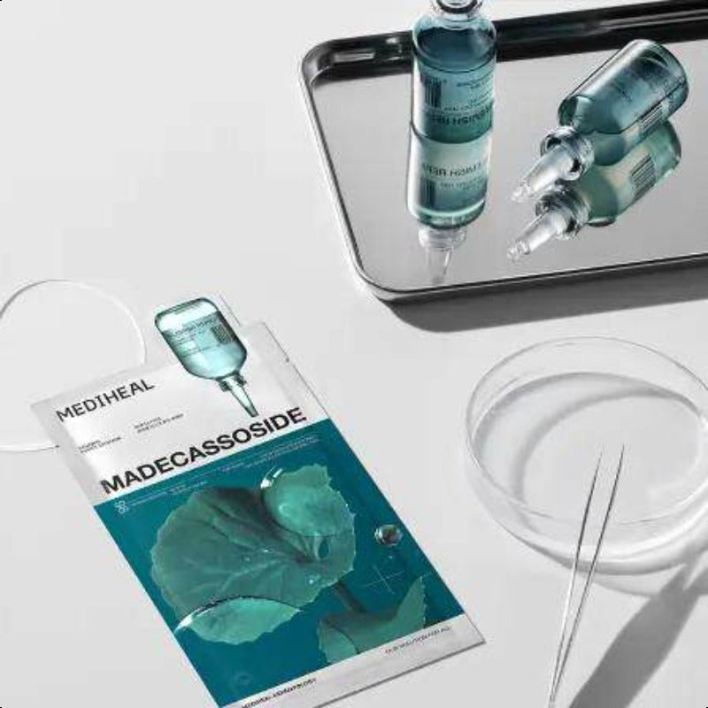 Mediheal Madecassoside Essential Sheet Mask Blemish Repair 11 Pcs.Enhancing Moisture Barrier & Skin Texture Care.