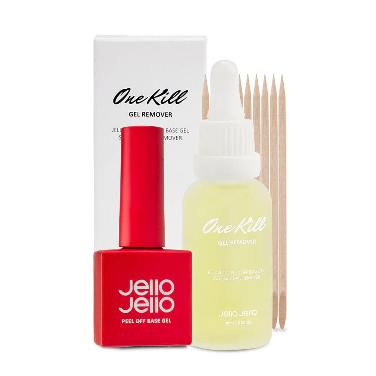 Jello Jello Peel Off Base Gel 10ml+ Exclusive One Kill Gel Nail Remover 30ml Set