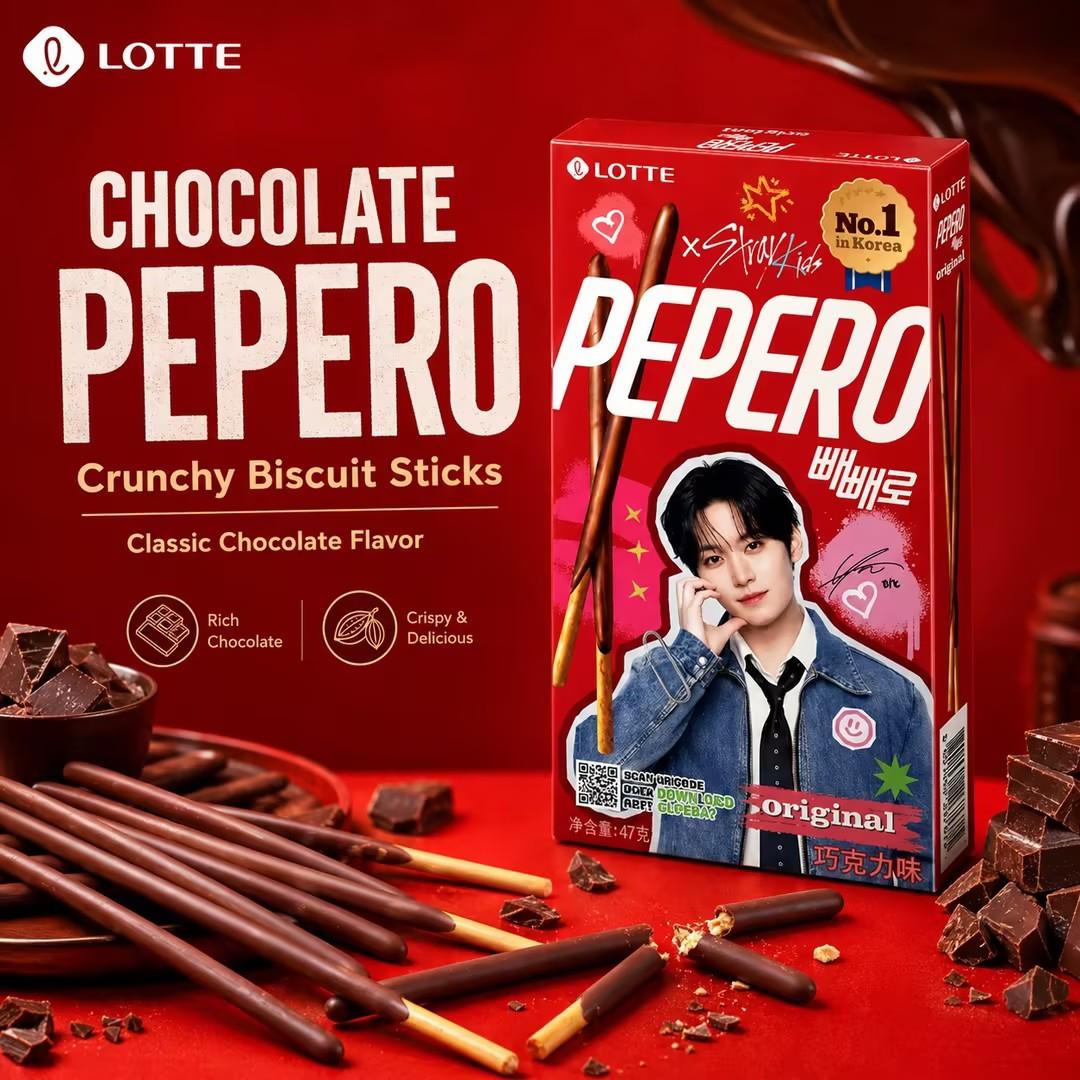 Lotte Pepero Chocolate Flavored Biscuit Sticks 47g
