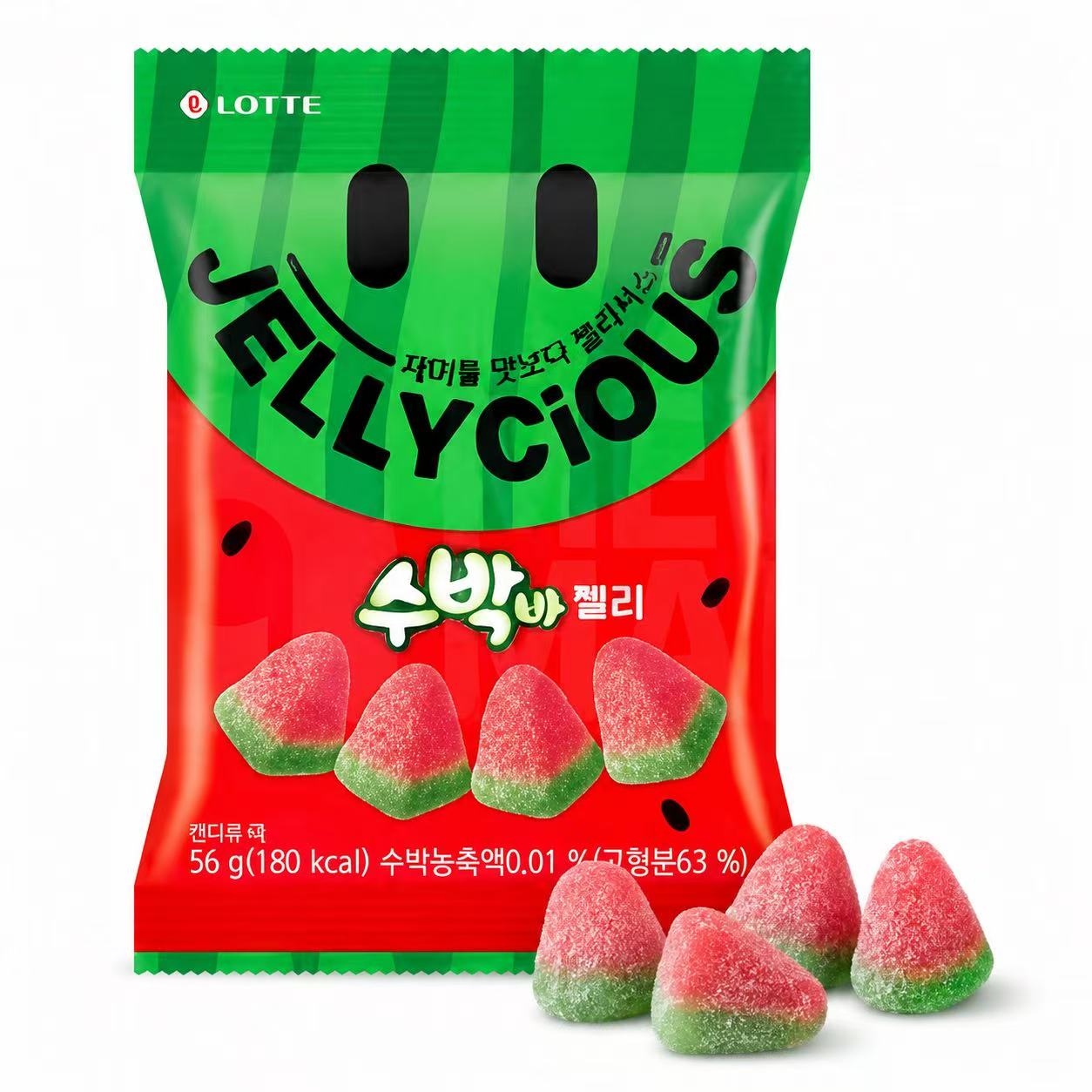 Lotte Watermelon Flavored Soft Candies 56g | Sweet Juicy Taste, Elastic Chewy Texture, Handy Small Pack