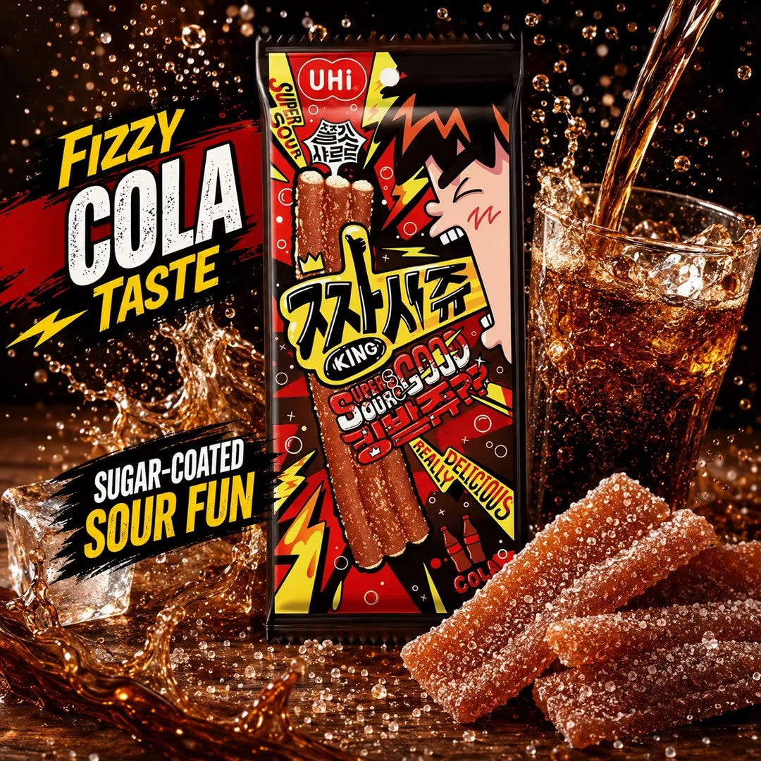 YEM Cola‑Flavor Sour Strip Gummy Candy 40g cola‑flavor sour chewy snacks