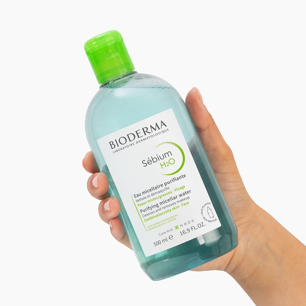 BIODERMA Sebium H2O Purifying Micellar Water Cleansing Makeup Remover For Combo to Oily Skin 500ml