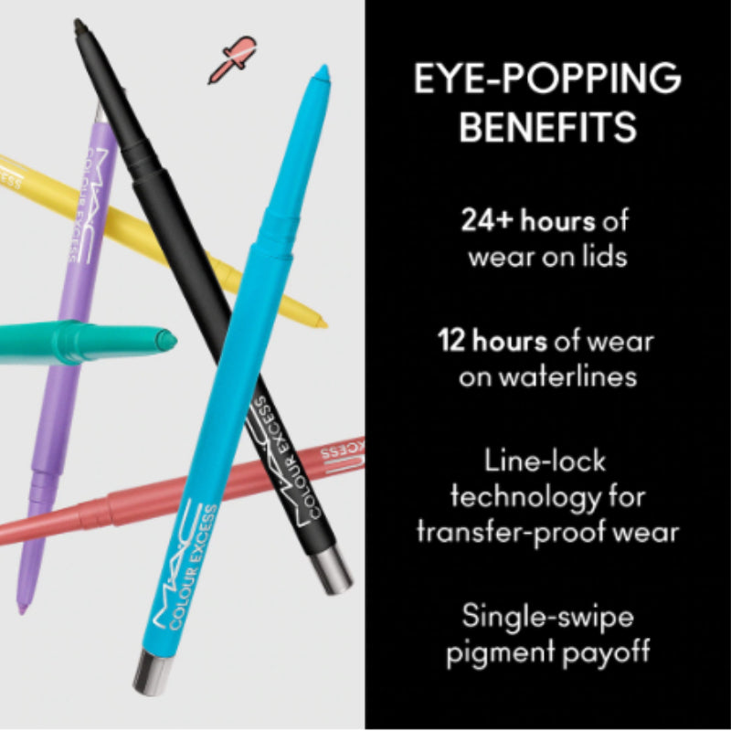 MAC Waterproof Gel Eyeliner Pencil, Colorful, Long-Lasting, Smudge-Proof, Smooth & Highly Pigmented
