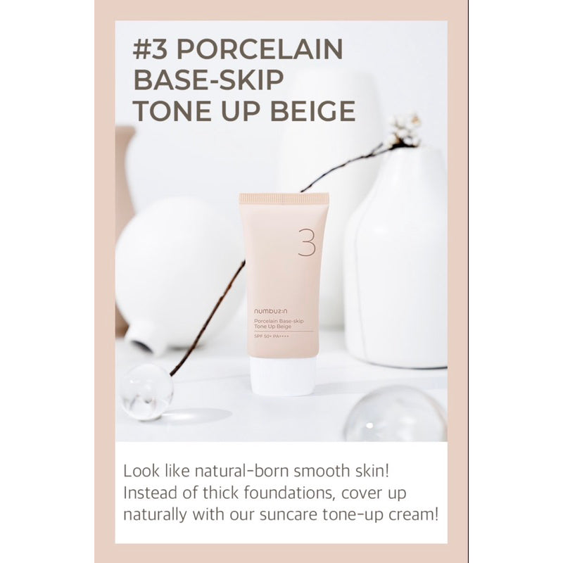 Numbuzin No.3 Porcelain Base-skip Tone Up Beige SPF50+PA++++ 50ml