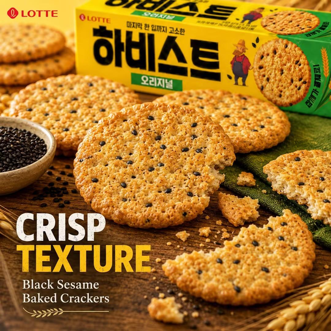 Lotte Harvest Black Sesame Crackers 100g