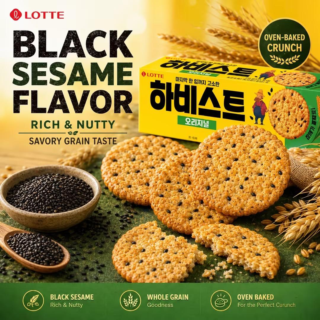 Lotte Harvest Black Sesame Crackers 100g