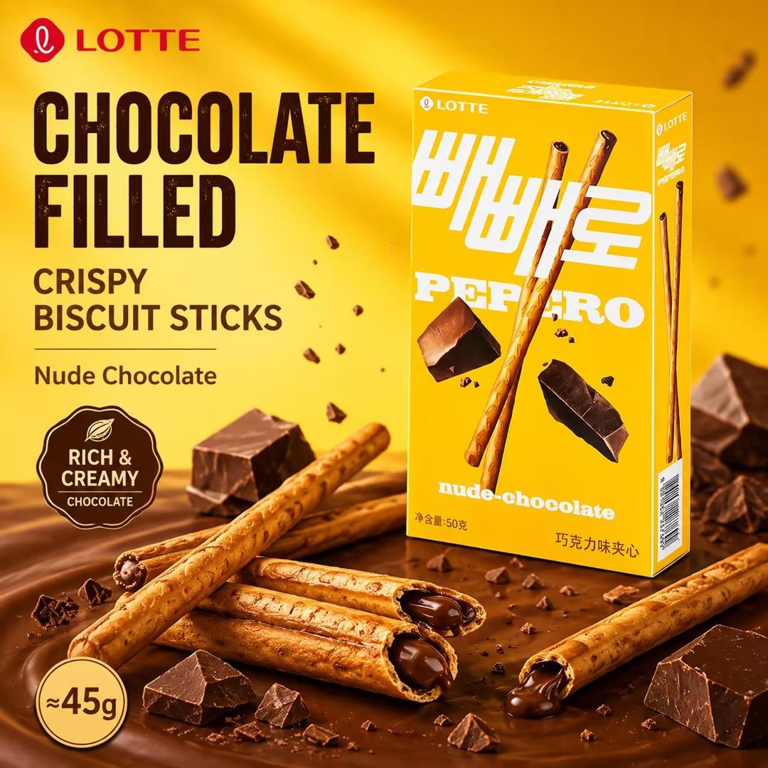 Lotte Pepero Chocolate Filled Biscuit Sticks 45g